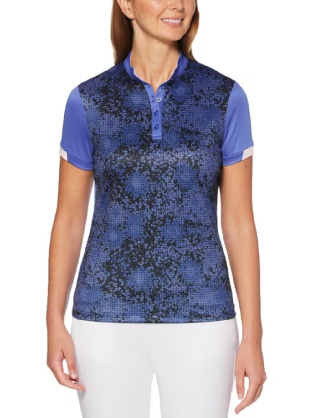PGA TOUR Womens Activewear Printed Short Sleeve Golf Polo